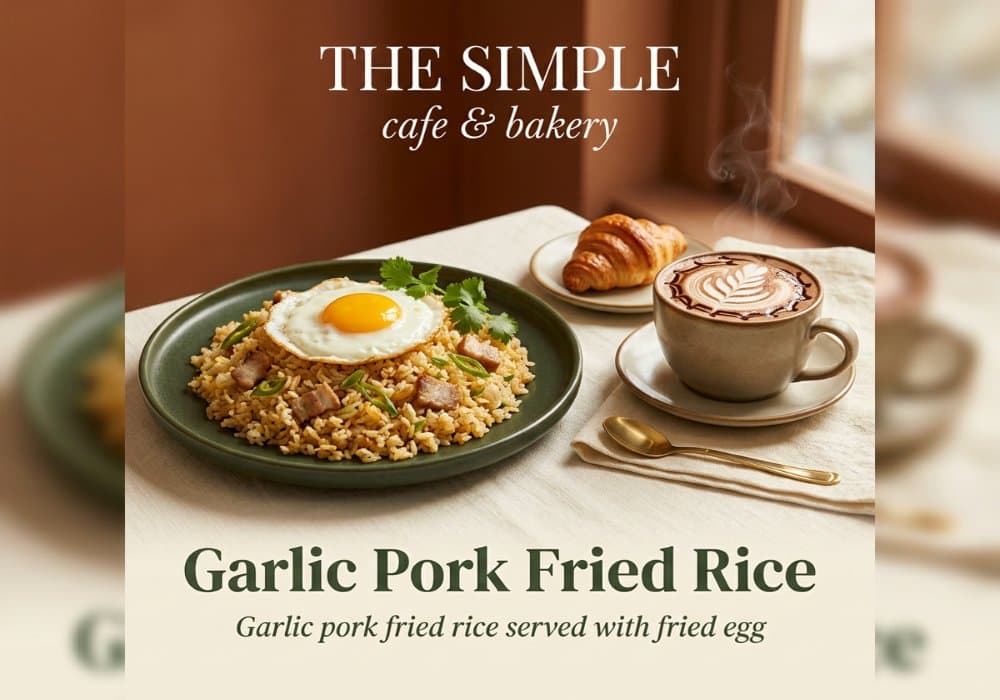 ข้าวผัดกระเทียมหมู The Simple Cafe