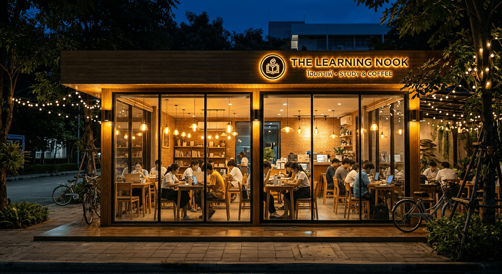 สาขากังสดาล The Simple Cafe ที่มหาลัยขอนแก่น พื้นที่กว้างเหมาะนั่งเรียน