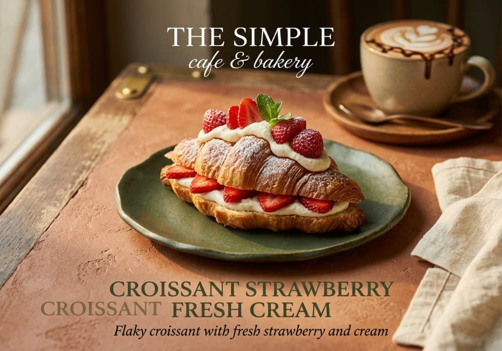 ครัวซองต์สตรอว์เบอร์รี่ครีมสด